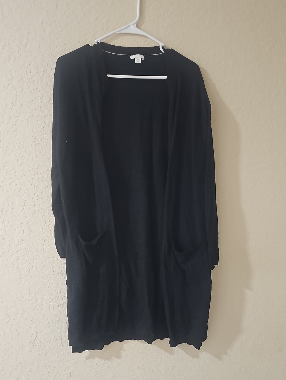 J. Jill Wool Blend Black Open-Front Women's Sweater Cardigan